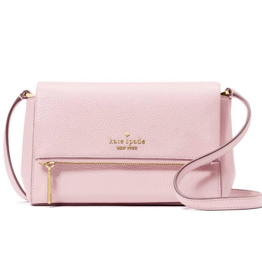 Kate Spade Light Pink Leila Mini Pebbled Leather Crossbody Bag/EUC